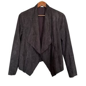 Victoria + Sophia Women’s Sz S Open Draped Front Faux Suede Lined Jacket